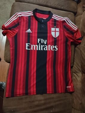 adidas Red and Black AC Milan Style Men’s Soccer Jersey
